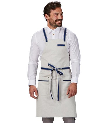 Delantal peto cinta rayas gris claro 100038