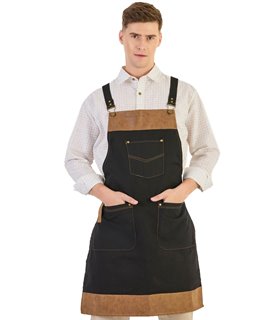 Delantal peto combi piel vegana negro M740
