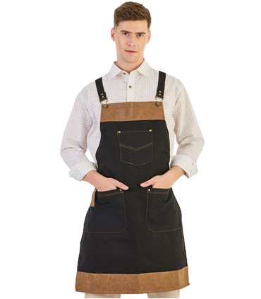 Delantal peto combi piel vegana negro M740