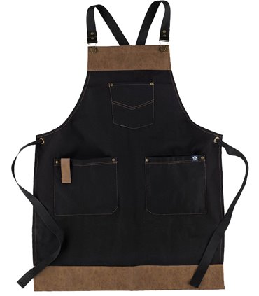 Delantal peto combi piel vegana negro M740