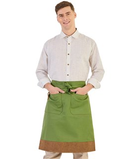Delantal francés largo piel vegana verde M740