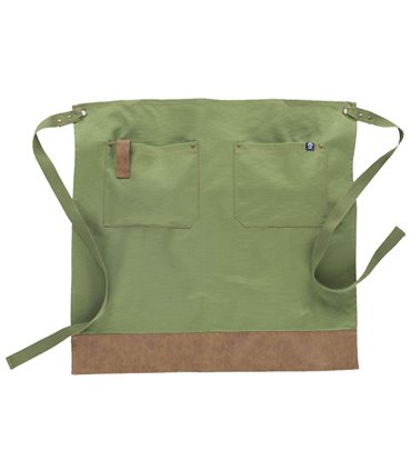 Delantal francés largo piel vegana verde M740