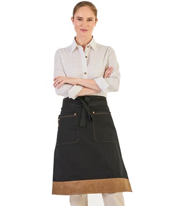 Delantal francés largo piel vegana negro M740