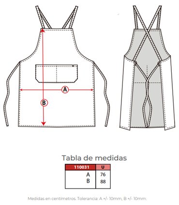 Delantal peto cruzado trabillas 110031 Blous