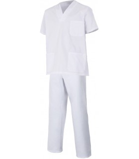 Conjunto pijama sanitario unisex de casaca y pantalón blanco