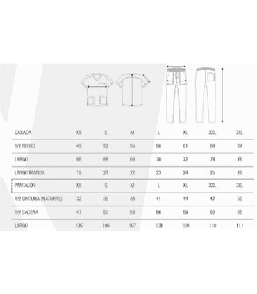 Conjunto sanitario unisex elastano B9130