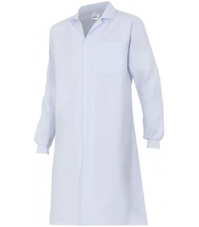 Bata sanitaria unisex Velilla 705, velcro. Blanco.