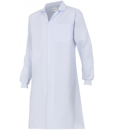 Bata sanitaria unisex Velilla 705, velcro. Blanco.