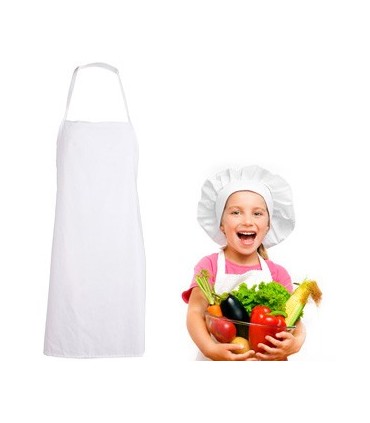 Delantal peto de cocina infantil Gary's 1116. Blanco.