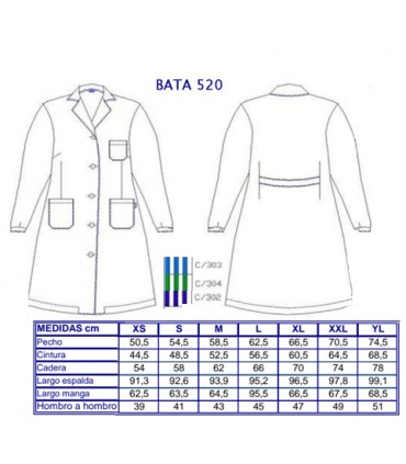 Bata mujer limpieza y servicios m/l 520