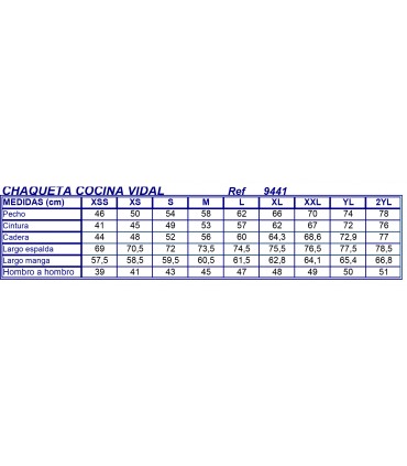 Chaqueta cocina Microfibra Vidal colores 9941