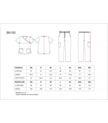 Conjunto sanitario unisex confort Elastano B9150
