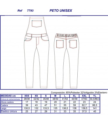 Pantalón peto vaquero elástico 7793