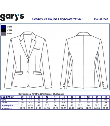 Americana de traje mujer Trivial 8216
