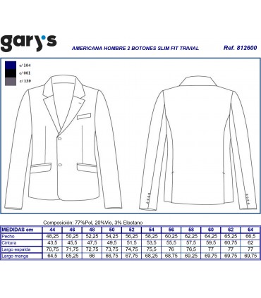 Americana de traje hombre Trivial 8126