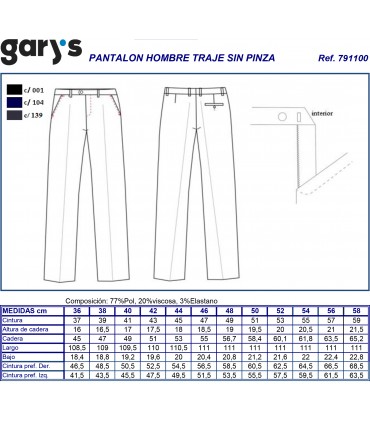 Pantalón traje hombre Trivial 7911
