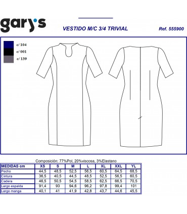 Vestido mujer manga 3/4 Trivial 5559