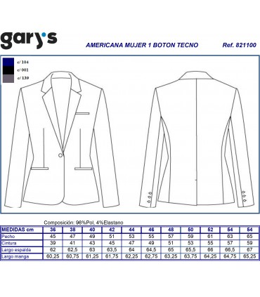 Americana traje mujer Tecno 8211