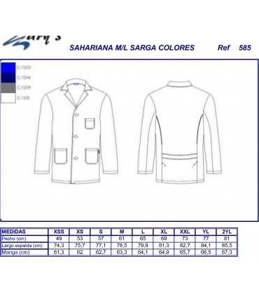 Bata de hombre sahariana servicios 585