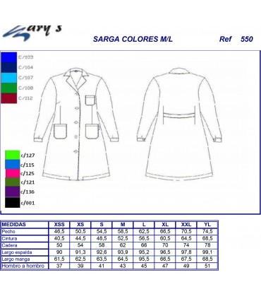Bata de mujer para trabajo y servicios 550