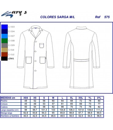 Bata de hombre para trabajo y servicios 575