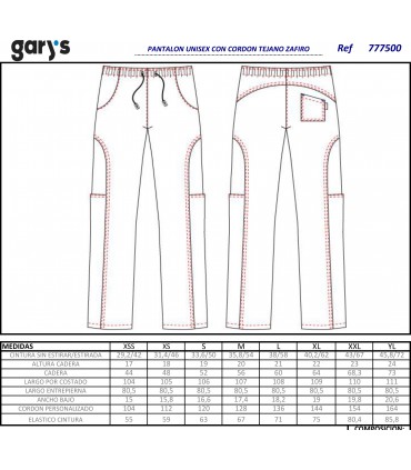 Pantalón unisex cocina Skinny Fit Zafiro 7775