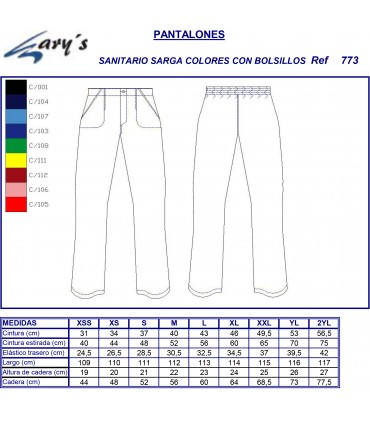 Pantalón unisex para sanidad y hostelería Gary's 7733