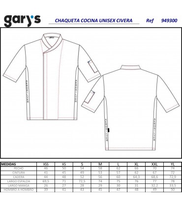 Chaqueta unisex cocina Civera 9493
