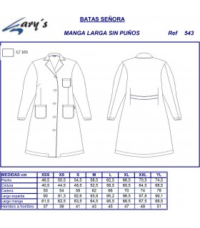 Bata sanitaria mujer 543 Manga larga