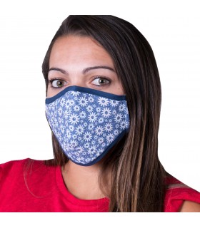 Mascarilla tela reutilizable 4033 flores denim