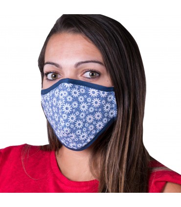 Mascarilla tela reutilizable 4033 flores denim