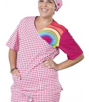 Blusa antibacteriana arcoiris fucsia 6116