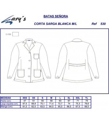 Bata sanidad manga larga Gary's 530