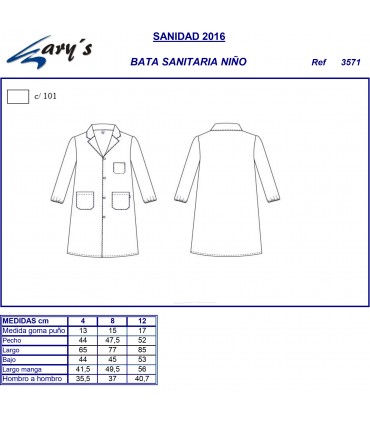 Bata sanitaria de laboratorio infantil Roxana 3571