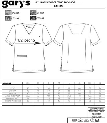 Blusa sanitaria unisex ecológica Eider Corteza 6118
