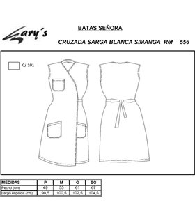 Bata sanitaria mujer Gary's 556. Sin mangas.