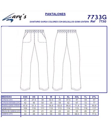 Pantalón unisex sanitario goma 7733G