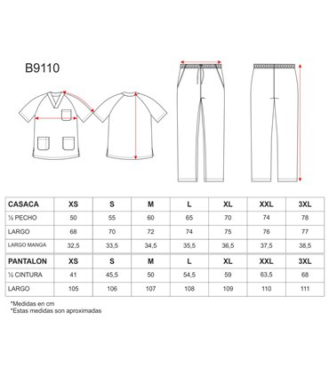 Conjunto sanitario unisex B9110 colores