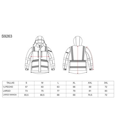 Parka acolchada impermeable reflectantes S9263