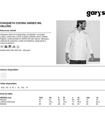 Chaqueta de cocina y hostelería 9410