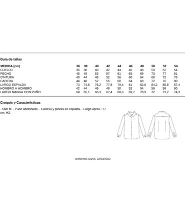 Camisa de hombre hostelería "Neri" 2601