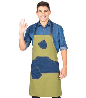 Delantal peto tejano añil combi verde 1612