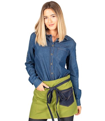 Delantal corto tejano añil combi verde 149200
