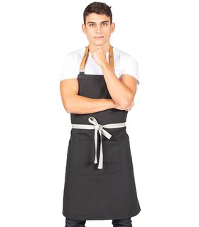 Delantal peto tirante piel negro 100009