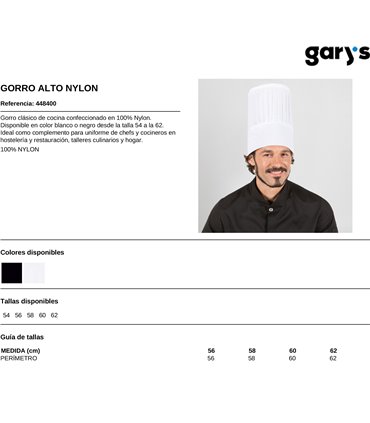 Gorro alto de cocina Gastro Chef 4484