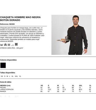 Chaqueta de Camarero Negro 9633