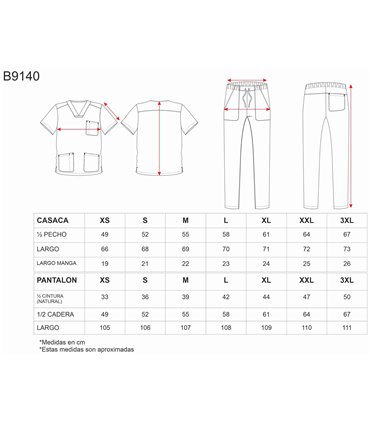 Conjunto sanitario unisex poliéster Elastano B9140
